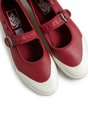 NEW Women VANS Mary Jane Preppy Classic trendy sneakerina red shoes leather 7.5